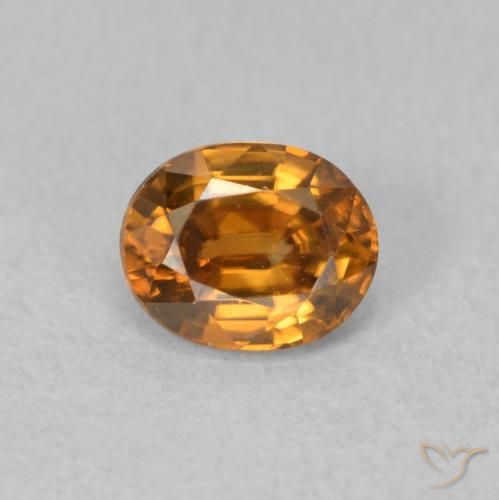 1.02ct 자연스러운 미디엄 오렌지 지르콘, 타원형, VVS