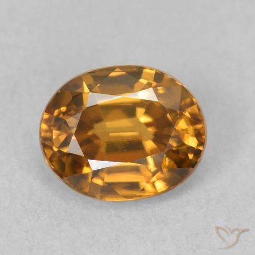 1.09ct 자연스러운 골든 브라운 지르콘, 타원형, VVS