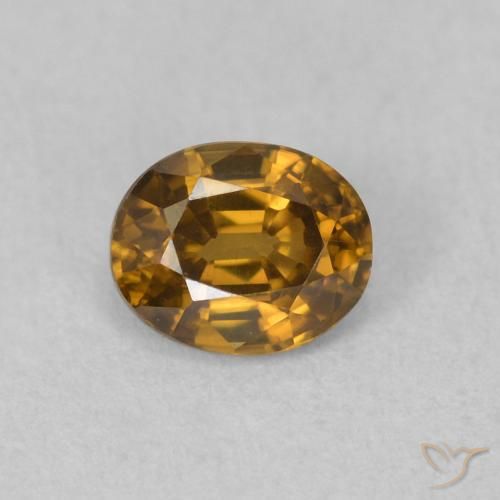 0.62ct 자연스러운 골든 브라운 지르콘, 타원형, VVS