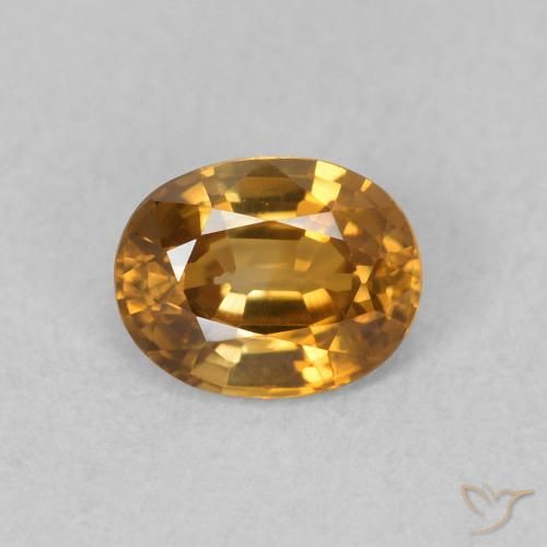 0.62ct 자연스러운 골든 브라운 지르콘, 타원형, VVS