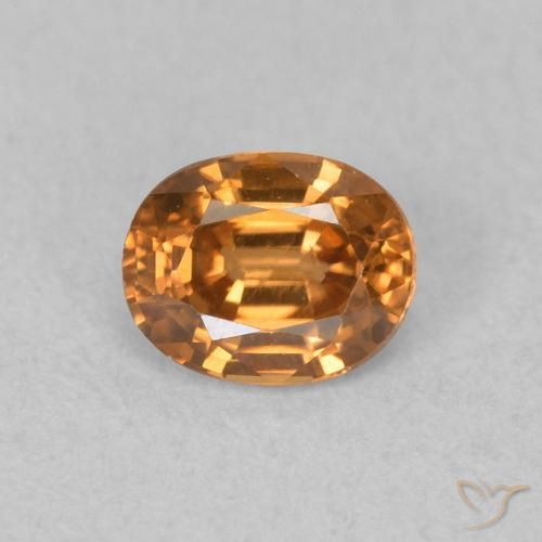 0.65ct 자연스러운 미디엄 오렌지 지르콘, 타원형, VVS