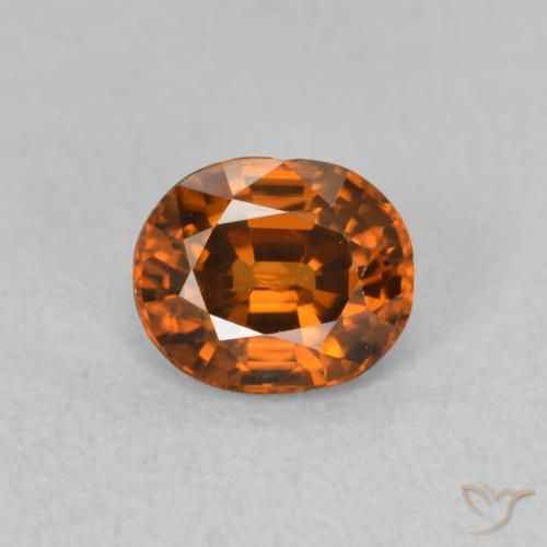 0.99ct 자연스러운 Medium Dark-Orange 지르콘, 타원형, VVS-VS