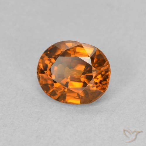 0.99캐럿 천연 Medium Dark-Orange 지르콘, 타원형, VVS-VS