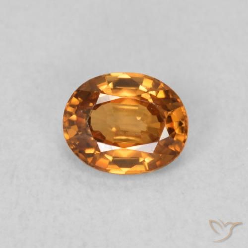 0.61ct 자연스러운 미디엄 오렌지 지르콘, 타원형, VVS
