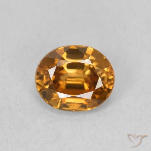 1.02ct 자연스러운 미디엄 오렌지 지르콘, 타원형, VVS