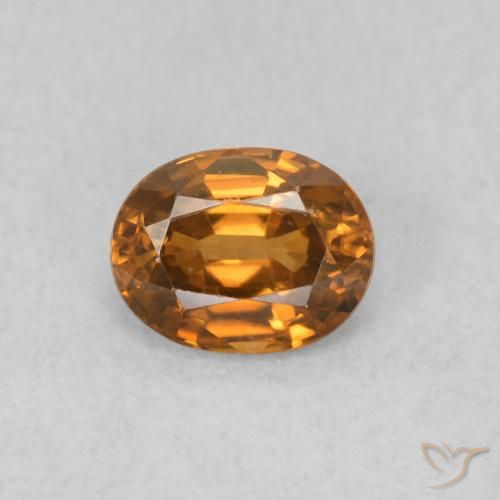 0.59ct 자연스러운 오렌지 브라운 지르콘, 타원형, VVS-VS