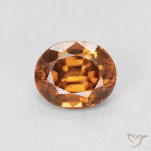 1.07ct 자연스러운 미디엄 오렌지 지르콘, 타원형, VVS-VS