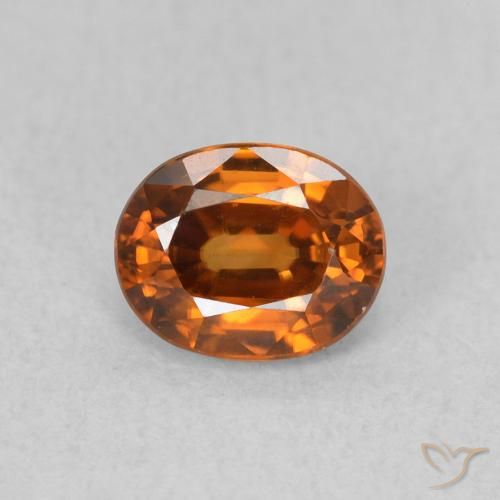 0.99ct 자연스러운 흙빛 오렌지 지르콘, 타원형, VVS-VS