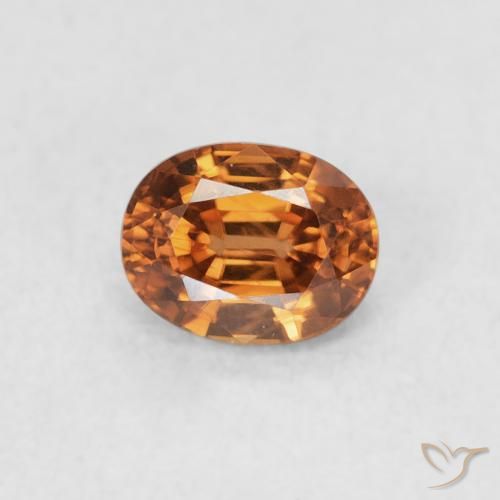 0.63ct 자연스러운 딥 오렌지 지르콘, 타원형, VVS