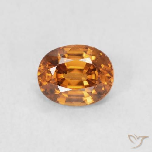 0.66ct 자연스러운 미디엄 오렌지 지르콘, 타원형, VVS