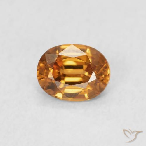 0.61ct 자연스러운 딥 오렌지 지르콘, 타원형, VVS