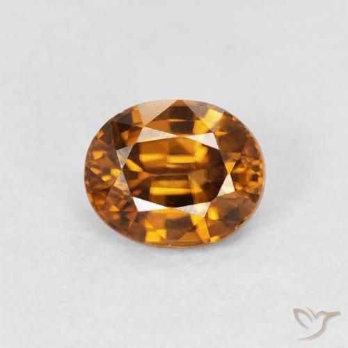 1.00ct 자연스러운 미디엄 오렌지 지르콘, 타원형, VVS-VS