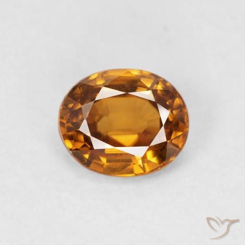 1.00ct 자연스러운 미디엄 오렌지 지르콘, 타원형, VVS-VS