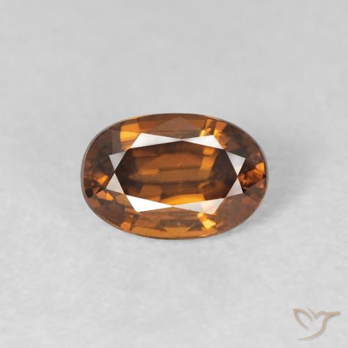 0.86ct 자연스러운 갈색 오렌지 지르콘, 타원형, VVS