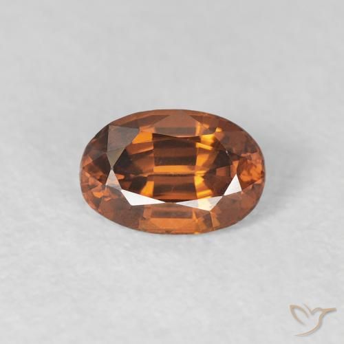 0.78ct 자연스러운 미디엄 오렌지 지르콘, 타원형, VVS
