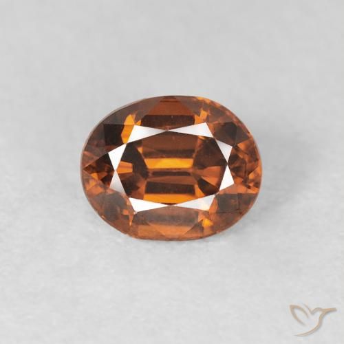 1.00ct 자연스러운 딥 오렌지 지르콘, 타원형, VVS