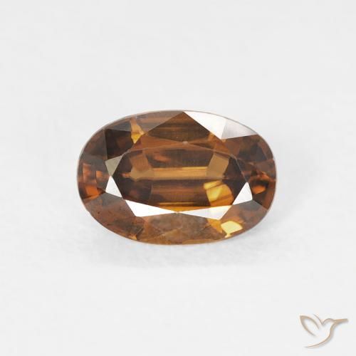 0.75ct 자연스러운 Medium Dark-Orange 지르콘, 타원형, VVS