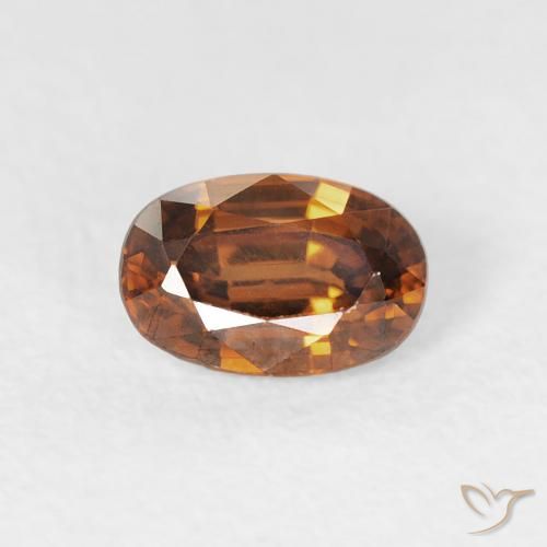 0.81ct 자연스러운 갈색 오렌지 지르콘, 타원형, VVS