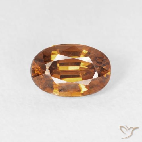0.84ct 자연스러운 미디엄 오렌지 지르콘, 타원형, VVS