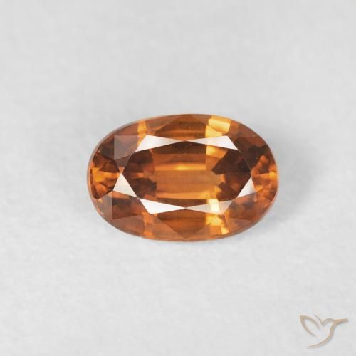 0.76ct 자연스러운 Medium Dark-Orange 지르콘, 타원형, VVS