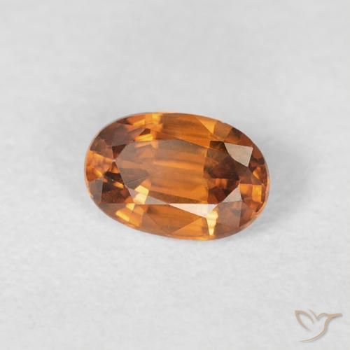 0.76캐럿 천연 Medium Dark-Orange 지르콘, 타원형, VVS