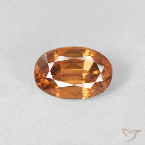 0.85ct 자연스러운 미디엄 오렌지 지르콘, 타원형, VVS