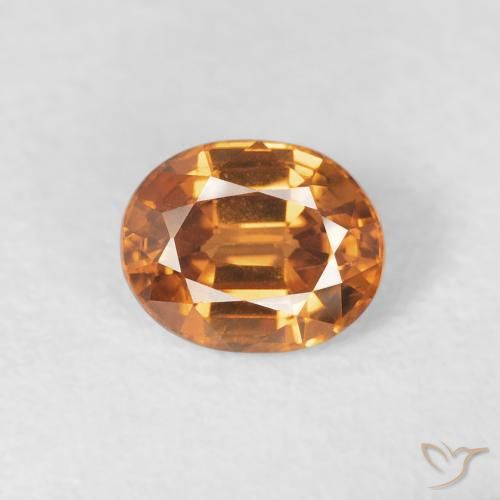 1.00ct 자연스러운 미디엄 오렌지 지르콘, 타원형, VS
