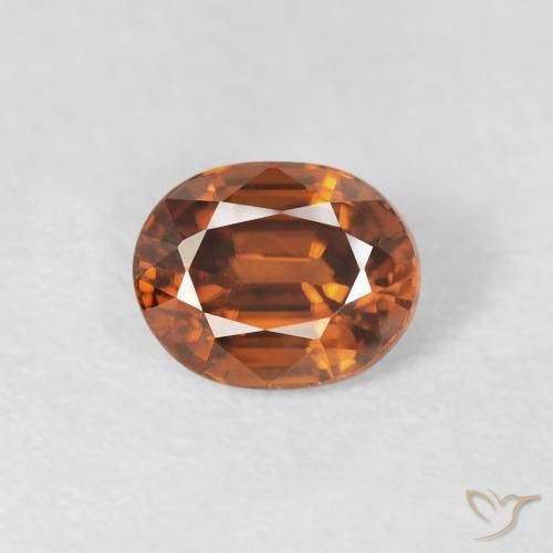 1.00ct 자연스러운 Medium Dark-Orange 지르콘, 타원형, VVS-VS