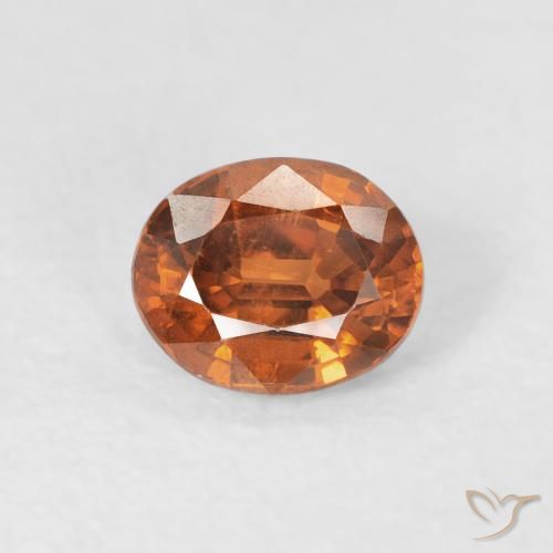 1.00ct 자연스러운 미디엄 오렌지 지르콘, 타원형, VVS-VS
