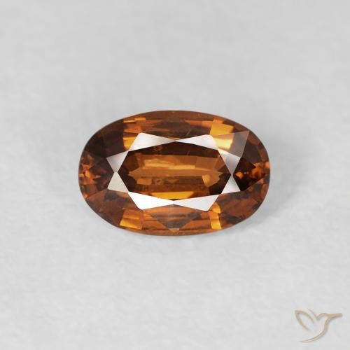 0.73ct 자연스러운 Medium Dark-Orange 지르콘, 타원형, VVS-VS