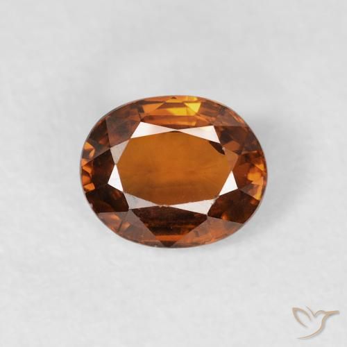0.98ct 자연스러운 Medium Dark-Orange 지르콘, 타원형, VVS-VS