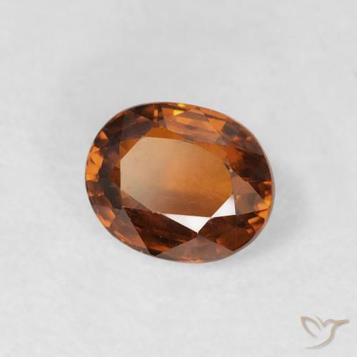 0.98캐럿 천연 Medium Dark-Orange 지르콘, 타원형, VVS-VS