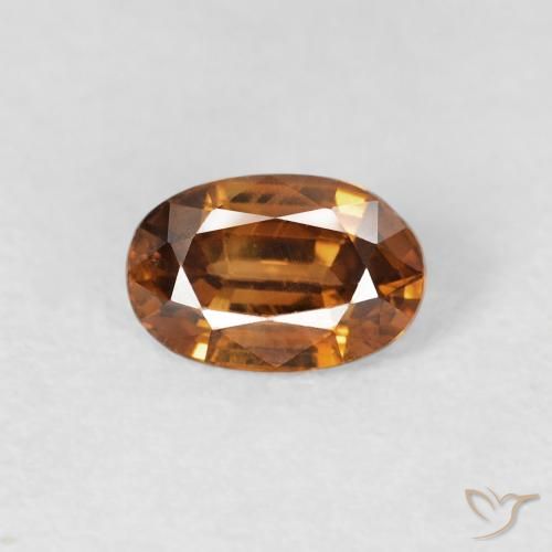 0.77ct 자연스러운 오렌지 브라운 지르콘, 타원형, VS