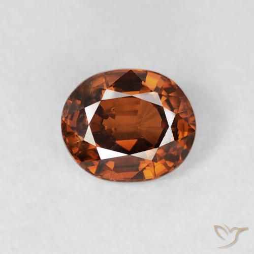 0.99ct 자연스러운 딥브라운오렌지 지르콘, 타원형, VS