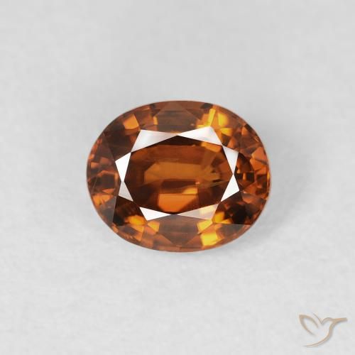 1.04ct 자연스러운 Medium Dark-Orange 지르콘, 타원형, VS