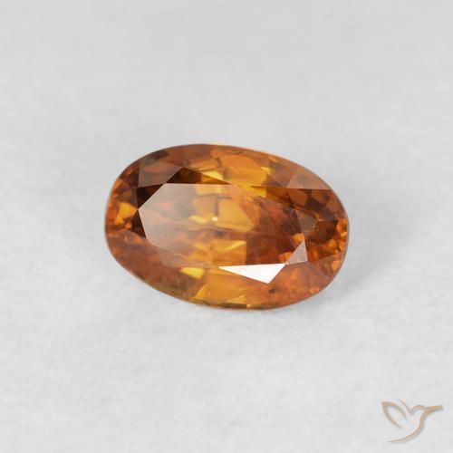 0.80캐럿 천연 Medium Dark-Orange 지르콘, 타원형, VS
