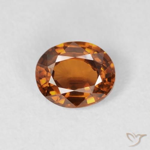 0.88ct 자연스러운 딥 오렌지 지르콘, 타원형, VS