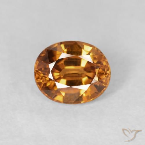 1.09ct 자연스러운 딥 오렌지 지르콘, 타원형, VS