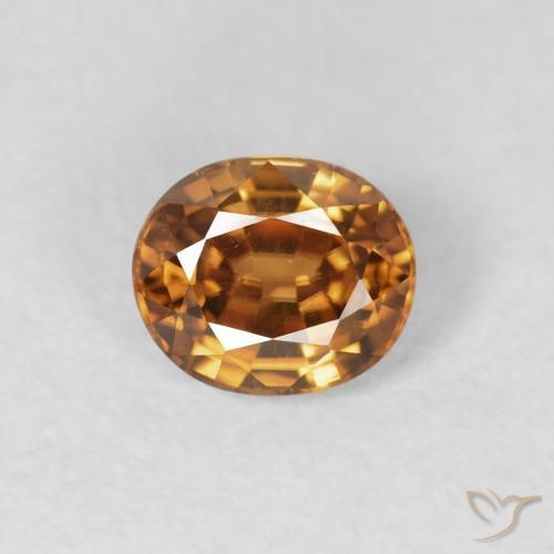 0.94ct 자연스러운 미디엄 오렌지 지르콘, 타원형, VS