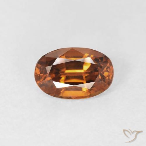 0.77ct 자연스러운 딥 오렌지 지르콘, 타원형, VVS