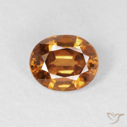 1.00ct 자연스러운 미디엄 오렌지 지르콘, 타원형, VVS-VS