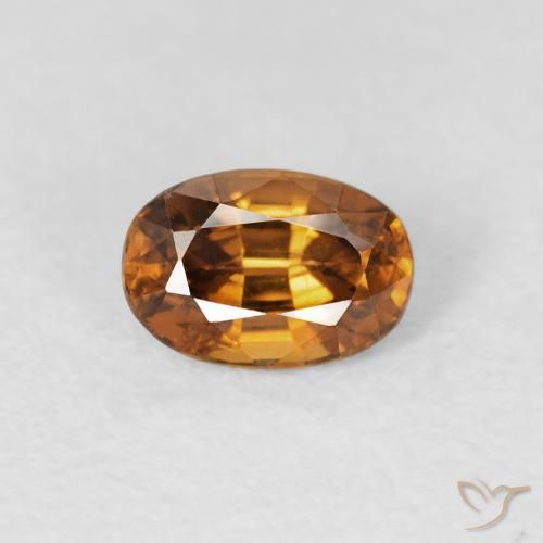 0.84ct 자연스러운 오렌지 브라운 지르콘, 타원형, VS