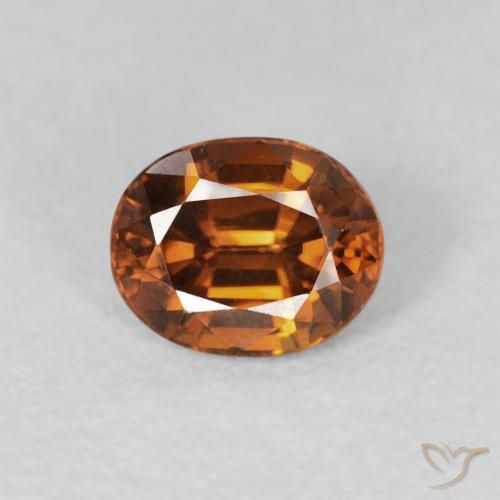 1.12ct 자연스러운 딥브라운오렌지 지르콘, 타원형, VVS-VS