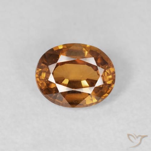 0.85ct 자연스러운 오렌지 브라운 지르콘, 타원형, VVS-VS
