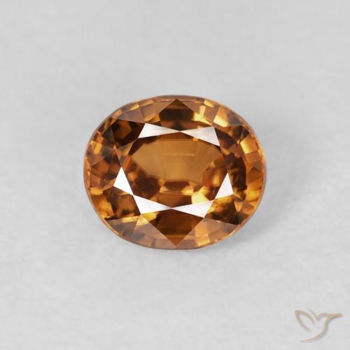 1.02ct 자연스러운 미디엄 오렌지 지르콘, 타원형, VVS-VS