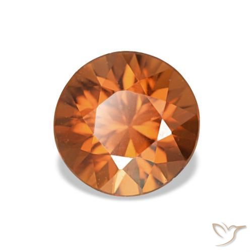 1.43캐럿 천연 Medium Dark-Orange 지르콘, 라운드 컷, 6.38 mm, VVS-VS