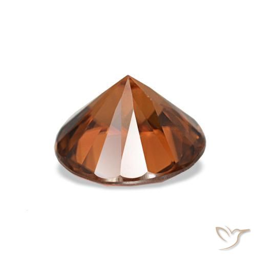 1.43캐럿 천연 Medium Dark-Orange 지르콘, 라운드 컷, 6.38 mm, VVS-VS