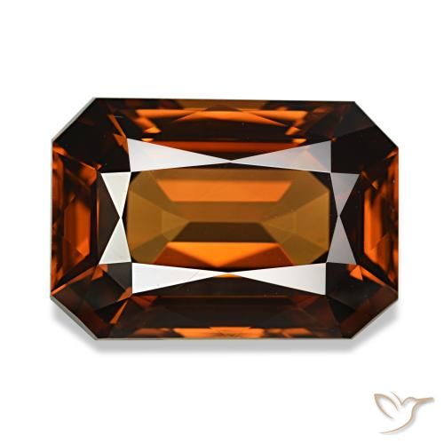 8.23캐럿 천연 앰버 오렌지 지르콘, 에메랄드 컷, 12.5×8.7 mm, VVS