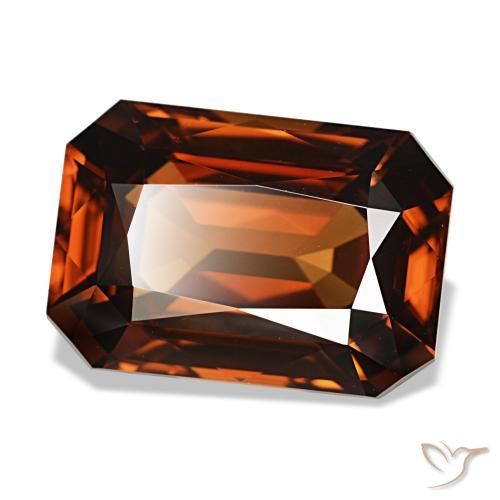 8.23캐럿 천연 앰버 오렌지 지르콘, 에메랄드 컷, 12.5×8.7 mm, VVS