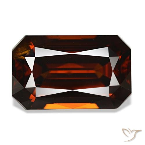 7.63캐럿 천연 딥 오렌지 지르콘, 에메랄드 컷, 12×7.4 mm, VVS-VS